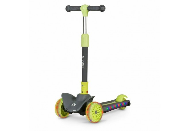 Lionelo - Trotineta Timy Copii Pliabila Pana la 50 Kg Cu design ergonomic Cu lumini LED 265 x 60 x 64-76 cm 3 ani+ Verde
