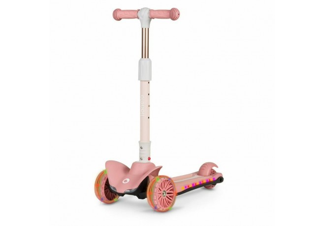 Lionelo - Trotineta Timy Copii Pliabila Pana la 50 Kg Cu design ergonomic Cu lumini LED 265 x 60 x 64-76 cm 3 ani+ Roz
