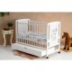 Qmini - Patut din lemn Timmi Elephant 120x60 cm Cu sertar Din lemn de pin si mdf Stabil si rezistent Inaltime saltea reglabila p