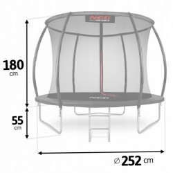 Trambulina de gradina cu plasa interioara stalpi si scara 252 cm (8FT) Neo-Sport NS-08C231 - Negru