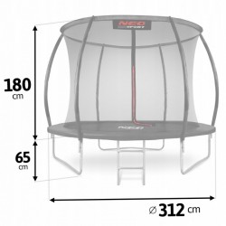 Trambulina de gradina cu plasa interioara stalpi si scara 312 cm (10FT) Neo-Sport NS-10C231 - Negru