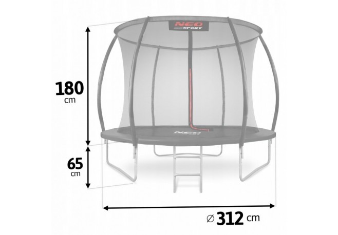 Trambulina de gradina cu plasa interioara stalpi si scara 312 cm (10FT) Neo-Sport NS-10C231 - Negru