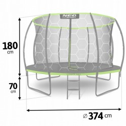 Trambulina de gradina cu plasa interioara stalpi si scara 374 cm (12FT) Neo-Sport NS-12C221 - Verde