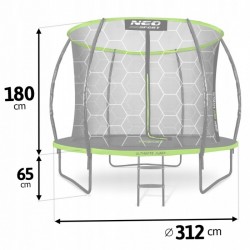 Trambulina de gradina cu plasa interioara stalpi si scara 312 cm (10FT) Neo-Sport NS-10C221 - Verde