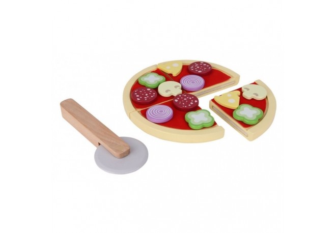 Jucarie interactiva de lemn sub forma de pizza Ecotoys 4221