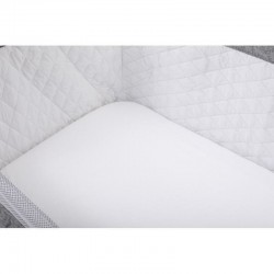 Set 2 cearceafuri cu elastic pentru patut leagan sau patut co-sleeper Bubaba Dimensiune 90x50 cm Din bumbac jersey Alb si gri