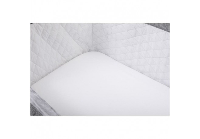 Set 2 cearceafuri cu elastic pentru patut leagan sau patut co-sleeper Bubaba Dimensiune 90x50 cm Din bumbac jersey Alb si gri