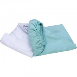 Set 2 cearceafuri cu elastic pentru patut leagan sau patut co-sleeper Bubaba Dimensiune 90x50 cm Din bumbac jersey Alb si mint