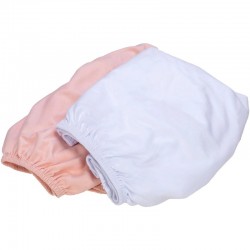 Set 2 cearceafuri cu elastic pentru patut leagan sau patut co-sleeper Bubaba Dimensiune 90x50 cm Din bumbac jersey Alb si roz