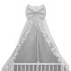 MimiNu - Baldachin pentru patut cu funda si volanas 210x145 cm Material certificat Oeko Tex Standard 100 Colectia Royal Grey