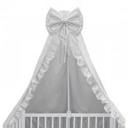 MimiNu - Baldachin pentru patut cu funda si volanas 210x145 cm Material certificat Oeko Tex Standard 100 Colectia Royal Grey
