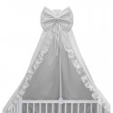 MimiNu - Baldachin pentru patut cu funda si volanas 210x145 cm Material certificat Oeko Tex Standard 100 Colectia Royal Grey