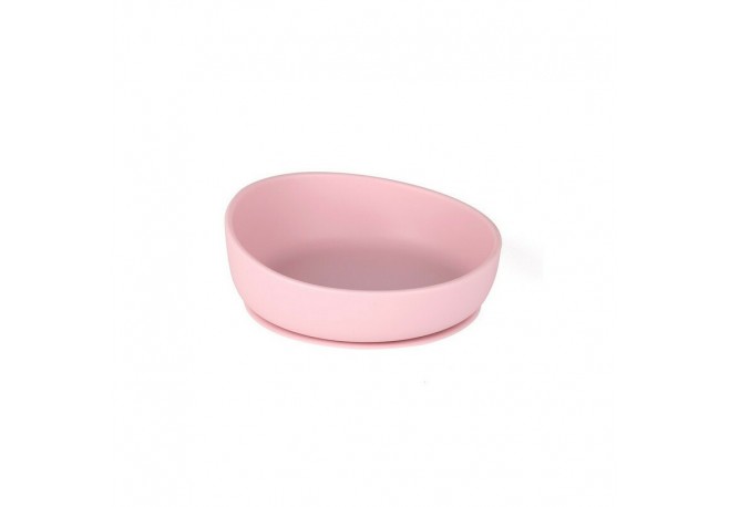Doidy - Bol inclinat cu ventuza Din silicon Fara BPA. Antialunecare 3 luni+ Roz