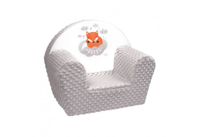 Fotoliu din burete pentru copii Din tesatura minky Fox New Baby 9 luni - 5 ani Cu Husa detasabila Gray