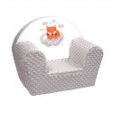 Fotoliu din burete pentru copii Din tesatura minky Fox New Baby 9 luni - 5 ani Cu Husa detasabila Gray