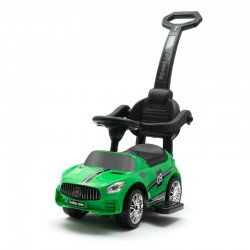 Masinuta de impins Racer Cu maner de impins detasabil Cu protectii laterale Cu melodii si claxon Cu suport jucarii sub sezut Bab