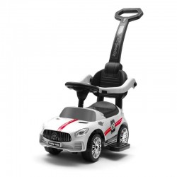 Masinuta de impins Racer Cu maner de impins detasabil Cu protectii laterale Cu melodii si claxon Cu suport jucarii sub sezut Bab