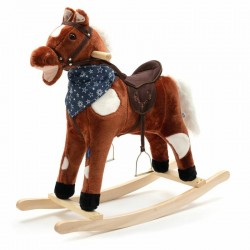 Calut balansoar din plus Cu efecte de miscare a gurii si a cozii Cu melodie de cowboy si efect de galop  Baby Mix Maro Inchis