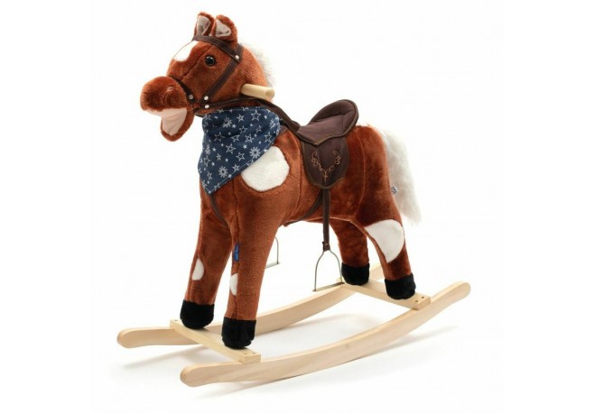 Calut balansoar din plus Cu efecte de miscare a gurii si a cozii Cu melodie de cowboy si efect de galop  Baby Mix Maro Inchis