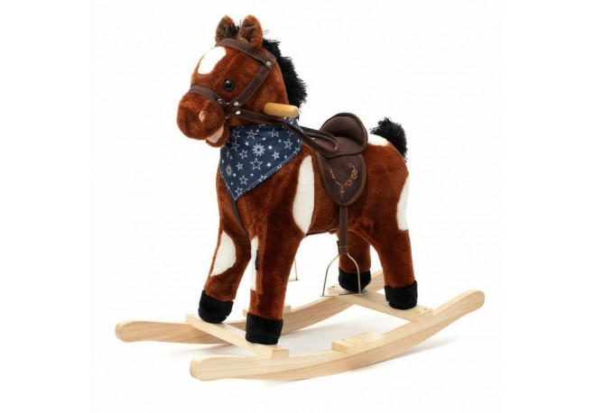 Calut balansoar din plus Arthur Cu efecte de miscare a gurii Cu melodie de cowboy si efect de galop  Baby Mix Maro Deschis