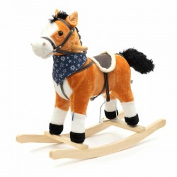 Calut balansoar din plus Cu efecte de miscare a gurii si a cozii Cu melodie de cowboy si efect de galop  Baby Mix Maro Deschis