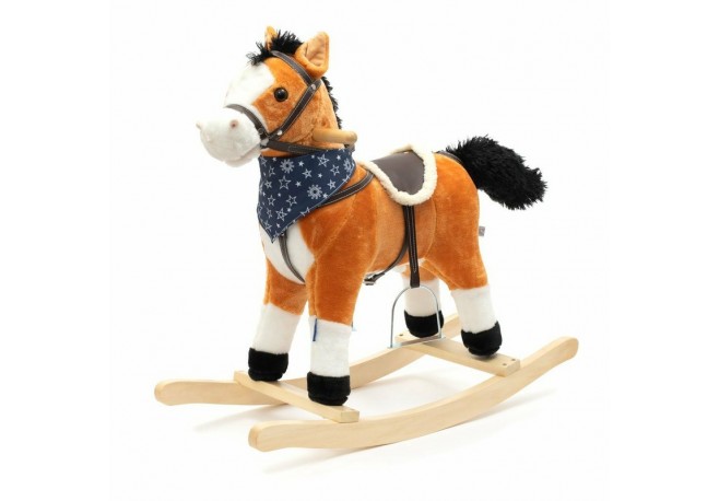 Calut balansoar din plus Cu efecte de miscare a gurii si a cozii Cu melodie de cowboy si efect de galop  Baby Mix Maro Deschis