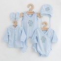 Set 5 piese Salopeta fara maneci jacheta body cu maneca lunga caciulita manusi Marime 50 Din bumbac 100% New Baby Classic Blue