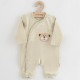 Set cadou 5 piese din bumbac organic salopeta baveta paturica cu gluga jucarie Marime 0 - 3 luni New Baby Beige