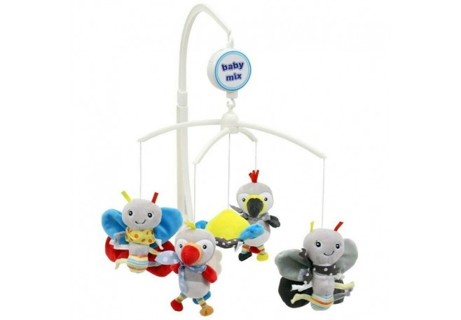 Carusel pentru patut Cu 5 jucarii din plus Toucan and Butterfly Baby Mix