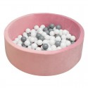Piscina uscata cu 150 de bile (Alb gri) Din tesatura fina cu certificare Oeko-Tex Standard 100 Dimensiune 83 x 83 x 30 cm New Ba