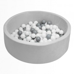 Piscina uscata cu 150 de bile (Alb gri) Din tesatura fina cu certificare Oeko-Tex Standard 100 Dimensiune 83 x 83 x 30 cm New Ba