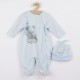 Set 2 piese Salopeta cu maneca lunga si caciulita Marime 56 New Baby Din bumbac 100% Angel Blue