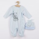 Set 2 piese Salopeta cu maneca lunga si caciulita Marime 56 New Baby Din bumbac 100% Angel Blue