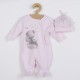 Set 2 piese Salopeta cu maneca lunga si caciulita Marime 56 New Baby Din bumbac 100% Angel Pink