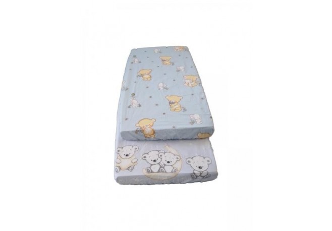 Cearceaf Imprimat cu Elastic Albastru 160X80