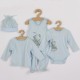 Set 4 piese Salopeta fara maneci jacheta body cu maneca lunga caciulita Marime 56 Din bumbac 100% New Baby Angel Blue