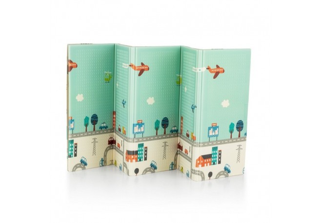Petite&Mars - Covoras de joaca reversibil Include geanta pentru transport Pliabil si impermeabil Non-toxic 197 x 147 x 1 cm Oras
