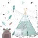 Cort de joaca pentru copii cu ghirlanda lumini si 3 pernite Nukido 120 x 120 x 165 cm - Mint