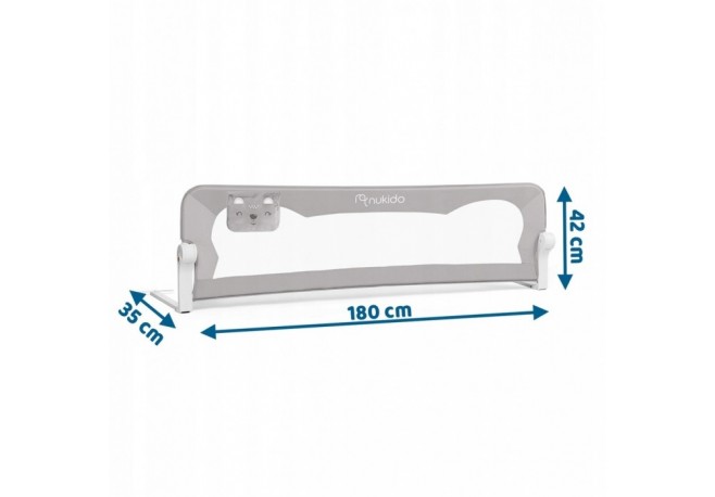 Bariera de protectie pentru pat 180 x 35 x 42 cm Nukido 722400 - Gri