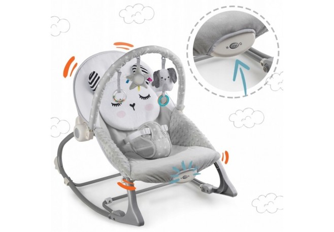 Balansoar multifunctional cu vibratii panda 3 jucarii Nukido 705100 Gri