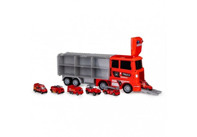 Set de remorcare de 6 masinute Ecotoys HC484968 - Pompieri