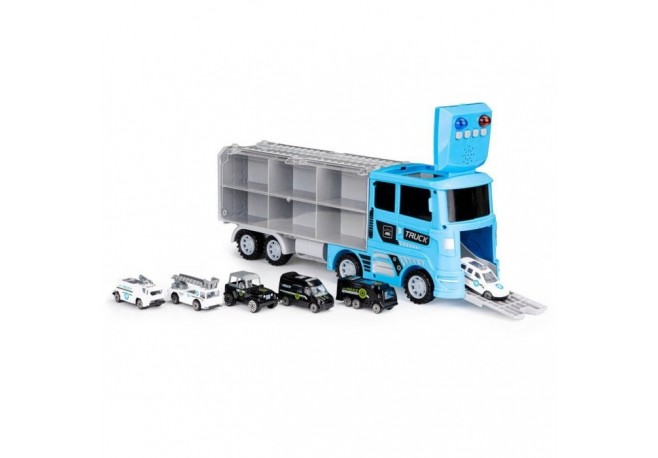 Set de remorcare de 6 masinute Ecotoys HC484969 - Politie