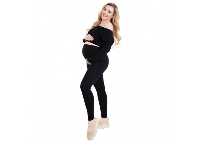 Colanti pentru gravide Cu talie speciala Certificati Oeko Tex Standard 100 Din bumbac si elastan Masura XXL Negru