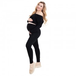 Colanti pentru gravide Cu talie speciala Certificati Oeko Tex Standard 100 Din bumbac si elastan Masura L Negru