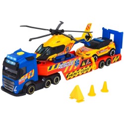 Set Dickie Toys Rescue Transporter 40 cm cu camion masina elicopter si accesorii