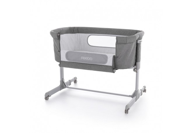Feedo - Patut co-sleeper Pliabil Reglabil in 5 pozitii Cu laterala detasabila Include geanta de transport si salteluta Cu roti G
