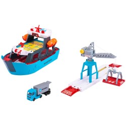 Set Majorette Creatix Logistic Freight Ship cu nava camion si macara