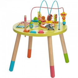 Masuta de activitati Din lemn Cu xilofon Sortator de forme Oglinda Inaltime 48 cm Free2Play Multicolor
