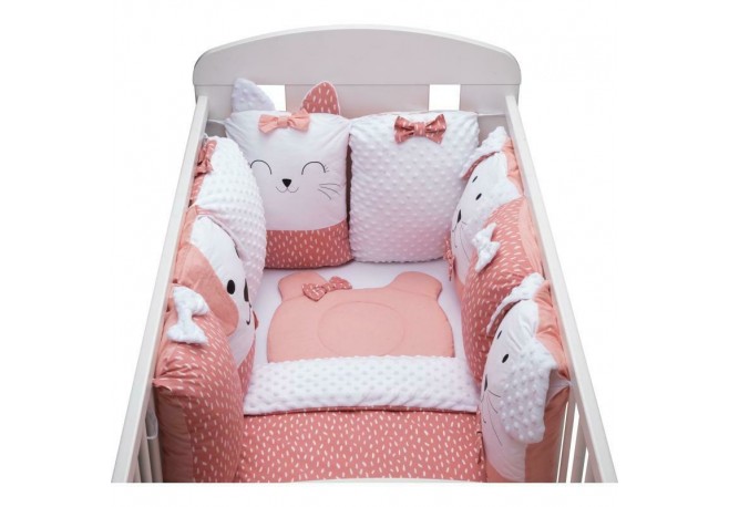 Set lenjerie patut 12 piese Cu 8 aparatori laterale Pernuta Paturica Husa pentru paturica Cearceaf pentru saltele 120x60 cm sau 