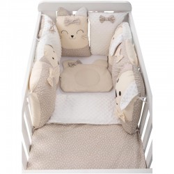 Set lenjerie patut 12 piese Cu 8 aparatori laterale Pernuta Paturica Husa pentru paturica Cearceaf pentru saltele 120x60 cm sau 